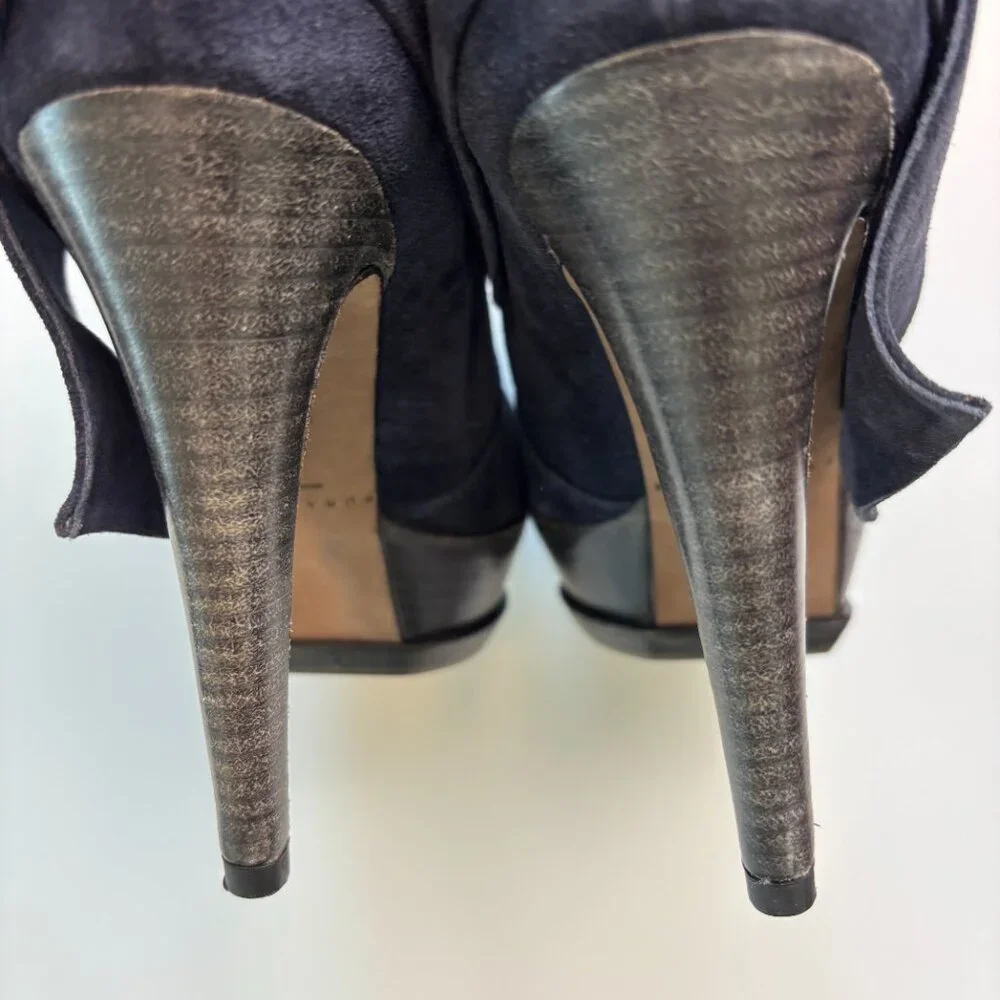 Pura Lopez Suede Platform Ankle Boots Bow Detail Heels Femme Fatale Consign